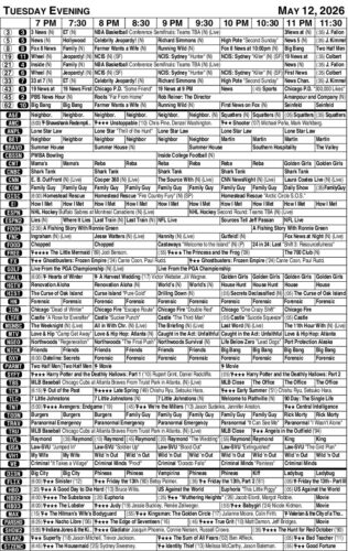 Tuesday evening TV listings